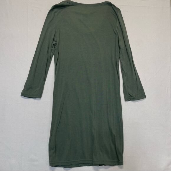 Sage Green Scoop Neck T-shirt Dress rayon spandex lightweight travel Size Large - Picture 7 of 9